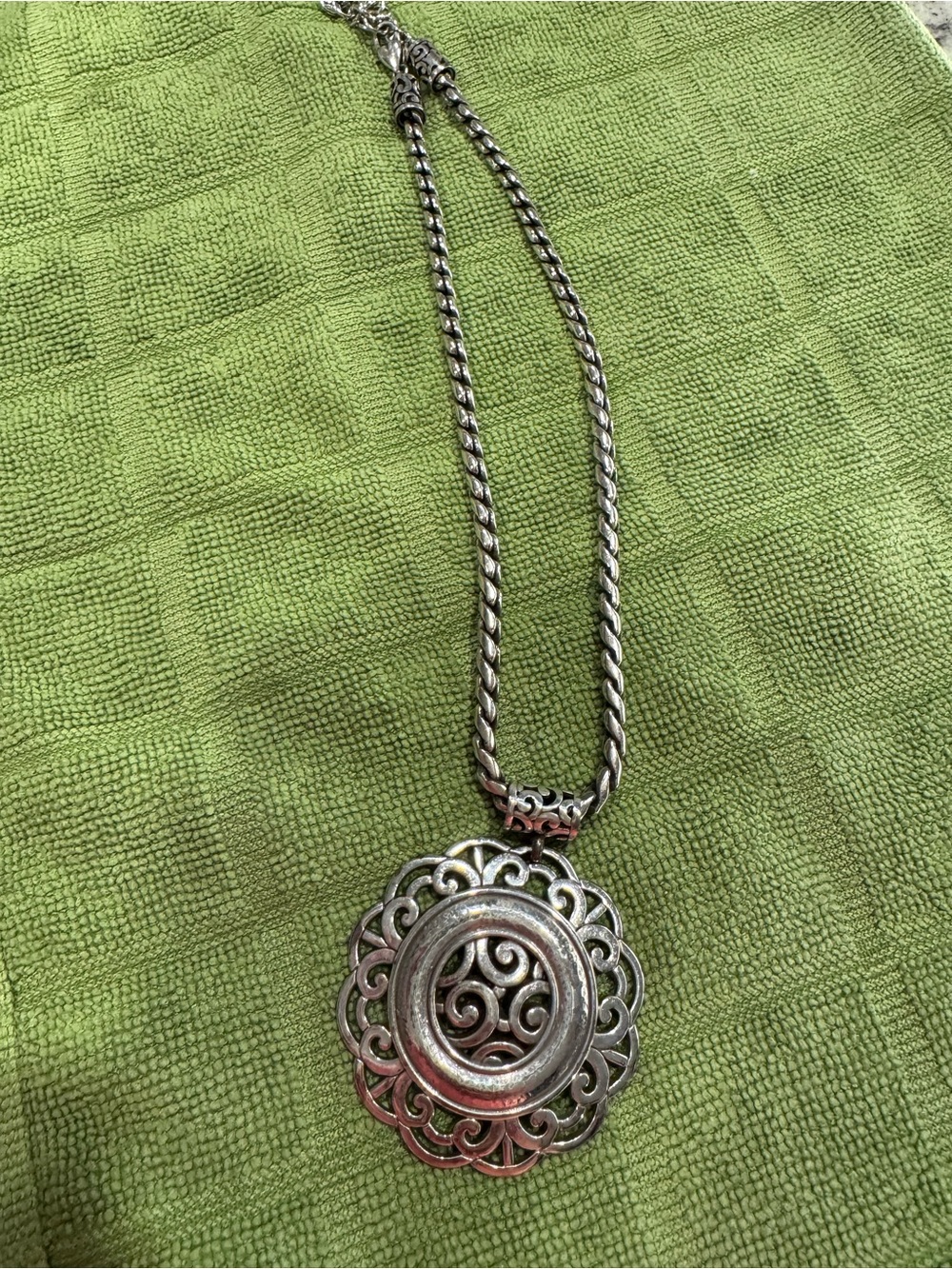 Brighton Silver-Tone Ornate Filigree Pendant Necklace